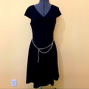 NWT Karl Lagerfeld Paris black dress w/Pearl Chain